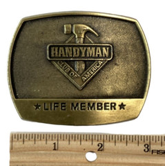 Handyman Club of America Life Member Vintage 1996 Solid Brass Belt Buckle