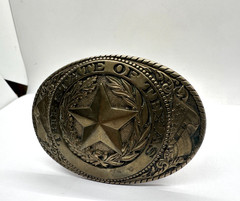 VTG Tony Lama Texas State Series Belt Buckle Solid Brass Lone Star State SEAL