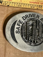 Used Metal Alloy Getty Oil 1983 #2368 Safe Driver Belt Buckle