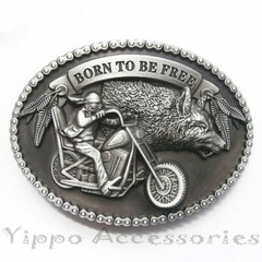 Born To Be Free Biker Motorcycle Wolf Metal Belt Buckle