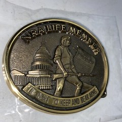 NRA Life Member Right To Bear Arms Belt Buckle Solid Brass Jadco Hunting Guns