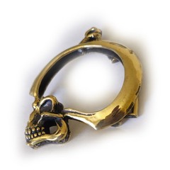 Skull with Thinking Big Brain Brass Belt Buckle