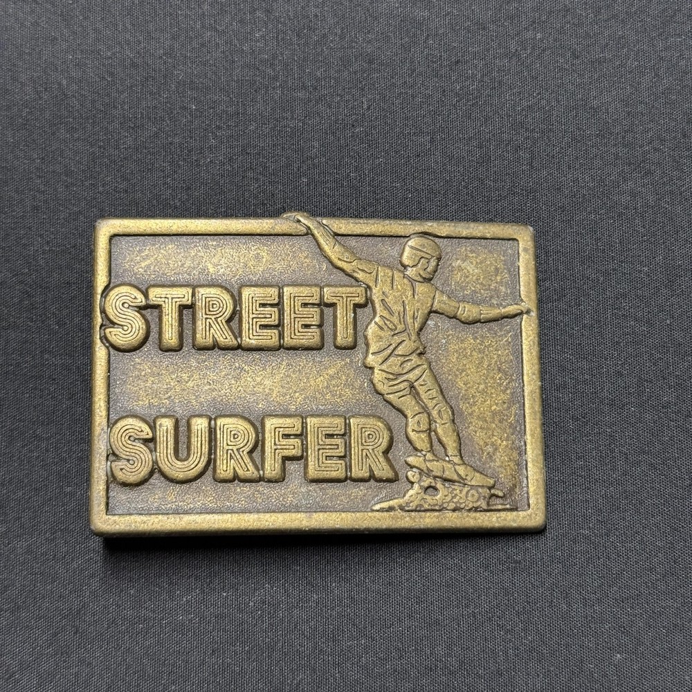 Vintage Nick Snook Street Surfer Belt Buckle Mens Brass 1976 Skateboard 70s