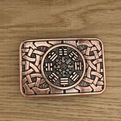 Metal Eight Trigrams Mens Ractangle Belt Buckle Brass Occult Plaque Celtic Cnot