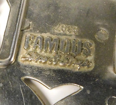 Famous Belt Buckle Stars & Stripes Flag Wreath USA Black Silver #8387 Ex. Cond.