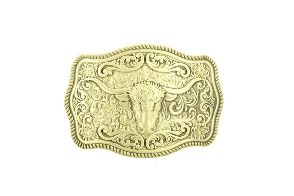 Western Bull Cowboy Cowgirl Solid Brass Metal Belt Buckle