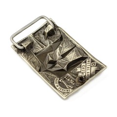 German silver belt buckle « Ice and fire », Ukrainian trident low poly geometric
