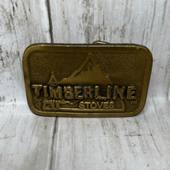 Timberline Stoves Raised Mountain Design Gold Colored Belt Buckle Hit Line USA