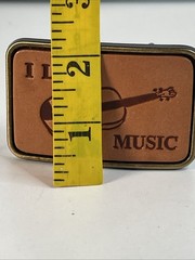 I Love Music Belt Buckle Leather And Metal, Country, Violin Fiddle, VGC