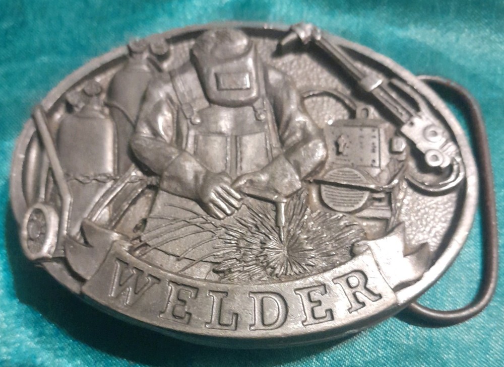 Welder buckle. Made In USA Wider belt, Solid Pewter