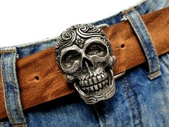 Belt buckle buckle Mexican sugar skull removable buckle silver 4 cm