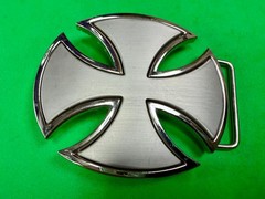 Maltese Celtic Iron Cross Gothic Punk Biker Vibe Cutout Silver Tone Belt Buckle