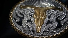 Crumrine Belt Buckle LONGHORN SKULL FLAMES C11168