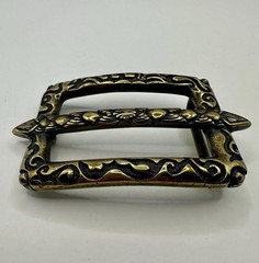 Rectangular Embellished Antique Brass Style Belt Buckle for Leather Belt West