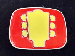 Guitar Tuning Keys And Head Stack – Cream & Red Colored Musicians Belt Buckle
