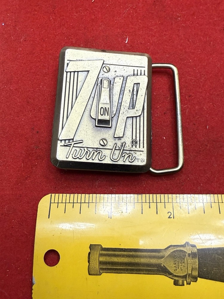 Seven 7-Up Company Logo Turn Un Light Switch On Lewis Vintage Belt Buckle