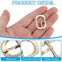 12Pcs 0.6&Prime; Single Prong Metal Roller Pin Belt Buckles Light Gold/Black