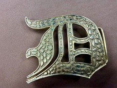 Initial Letter D Calligraphy Style Cutout Large Gold Color Belt Buckle