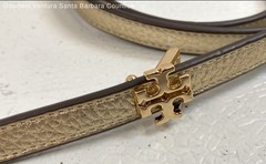 Tory Burch Reversible Logo Skinny Belt In Gold And Silver