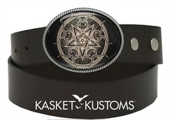 Inverted Pentagram Belt Buckle – Baphomet Goat Head Witchcraft Buckle – 920-SO
