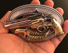 (MADE BY ORDER) BUCKLE HANDMADE STAINLESS STEEL WESTERN STYLE GUN PYTHON #3