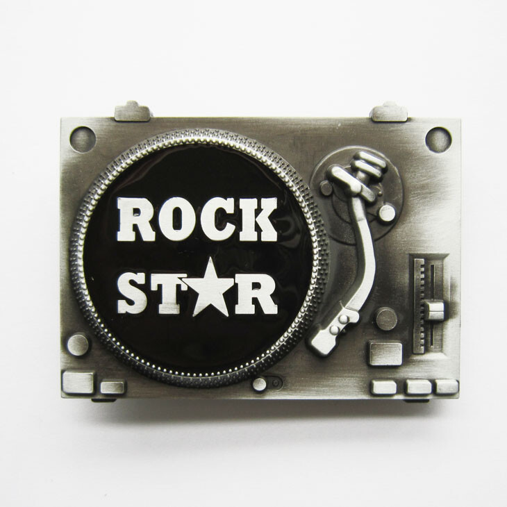 DJ Music Turntable Rock Star Metal Belt Buckle