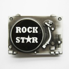 DJ Music Turntable Rock Star Metal Belt Buckle