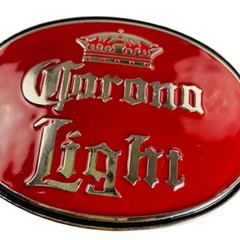 Corona Light Beer Red Solid Metal Belt Buckle with Bottle Opener u 4.75 in x 3.5