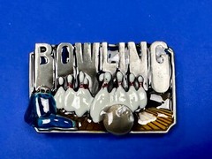 Bowling Sports Commemorative Belt Buckle – Raised Pins, Lane And Ball