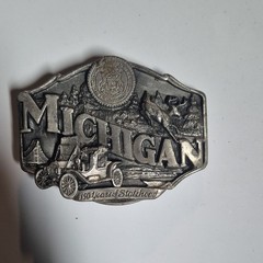 Lot of 3 Michigan 150 Years Statehood Limited Edition Silver Belt Buckles 1.5&Prime;