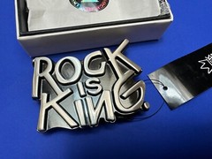 Rock Is King – Fashion Music Brand NOS Raised Letters Belt Buckle – In Box