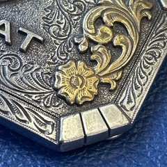 Ariat Logo Western Belt Buckle Floral Silver & Gold tone