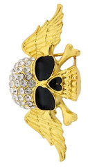Skull Crossbones Out Blinged Iced Belt Buckle Men Women Cow Halloween Gold Metal