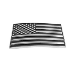 American Flag Men&rsquo;s Belt Buckle USA Pride Shiny Silver Enamel Fits 1.5&Prime; Belts