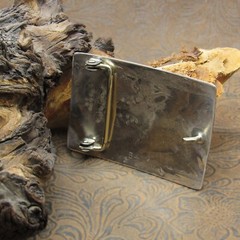 Sterling Silver Overlay Satin Finish Bear Paw Belt Buckle