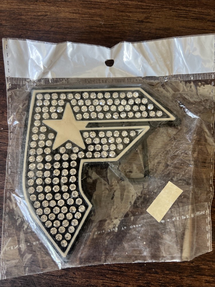 Famous Stars And Straps Belt Buckle Black/ Clear Rhinestones
