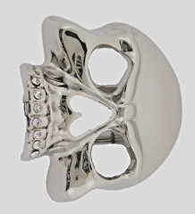 Skull Belt Buckle Men Silver Metal Skeleton Rhinestones Halloween Costume Pirate