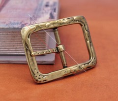Emboss Bling Brass Rectangle Leathercraft Center Bar Belt Buckle Fit 40mm Strap