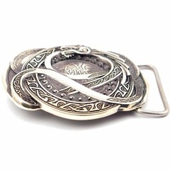 German silver belt buckle Jormungandr, World Serpent buckle, Dragon buckle