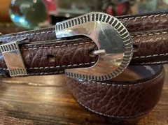 Navajo Carla Nunez James Reid Dgn Sterling Silver Belt Buckle 33-35”-1.3/8”🦬✅