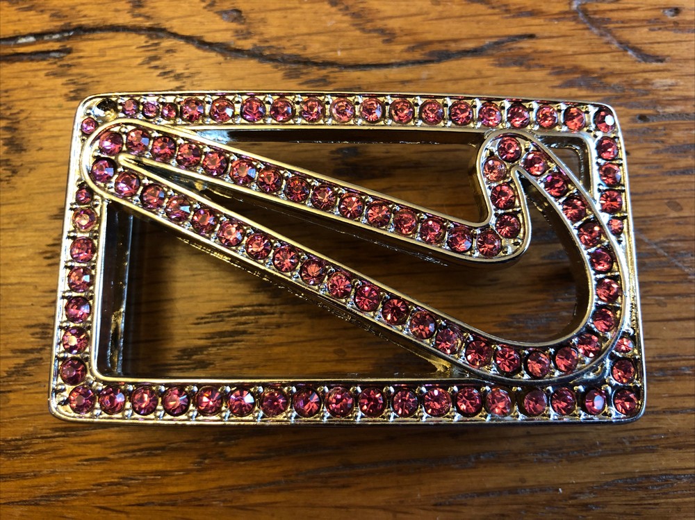 Rare Nike Belt Buckle Silver With Pink Bling Swoosh
