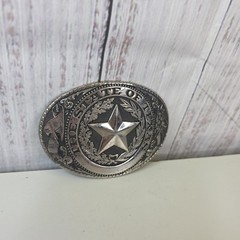 Silver Tone Metal Belt Buckle State Of Texas Lone Star Western Fashion Cowboy
