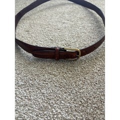 Vintage Brighton Brown Faux Croc Leather Textured Belt Gold Buckle Size 38 USA