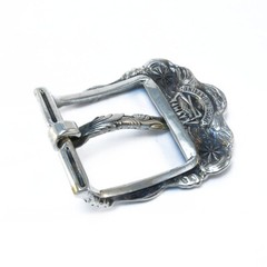 German silver belt buckle « Buds », Petrykivka belt buckle, Pin type belt buckle