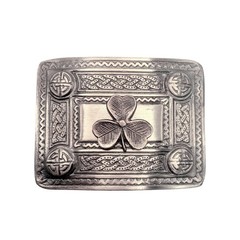 Scottish Kilt Belt Buckle Irish Shamrock 4 Dome Mirror Design Brass Antique