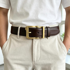 Premium Solid Brass Belt Buckle for Men, Antique Single Prong Replacement Buckle