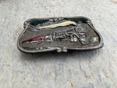 Vintage 1984 Bergamot Brass Works U-149 Enameled Steam Train 5473 Belt Buckle