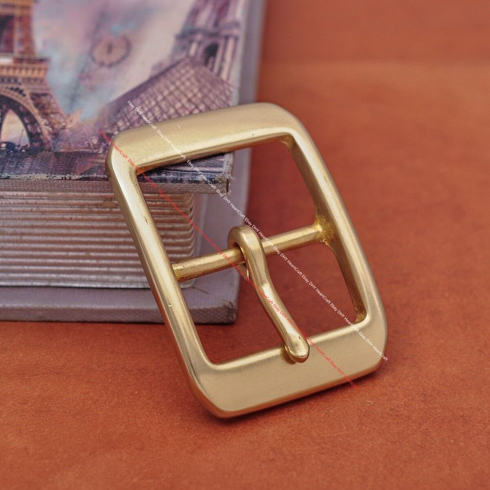 Heavy Duty Real Solid Brass Center Bar Pin Belt Buckle Fits 40mm Leather Strap