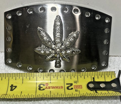 Custom Stainless Steel 2000sWeed Leaf Belt Buckle 4 x 3 Inches