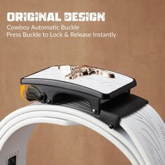 UpFind White Western Belts for Men Cowboy 42&Prime; to 45&Prime; Waist Adjustable,